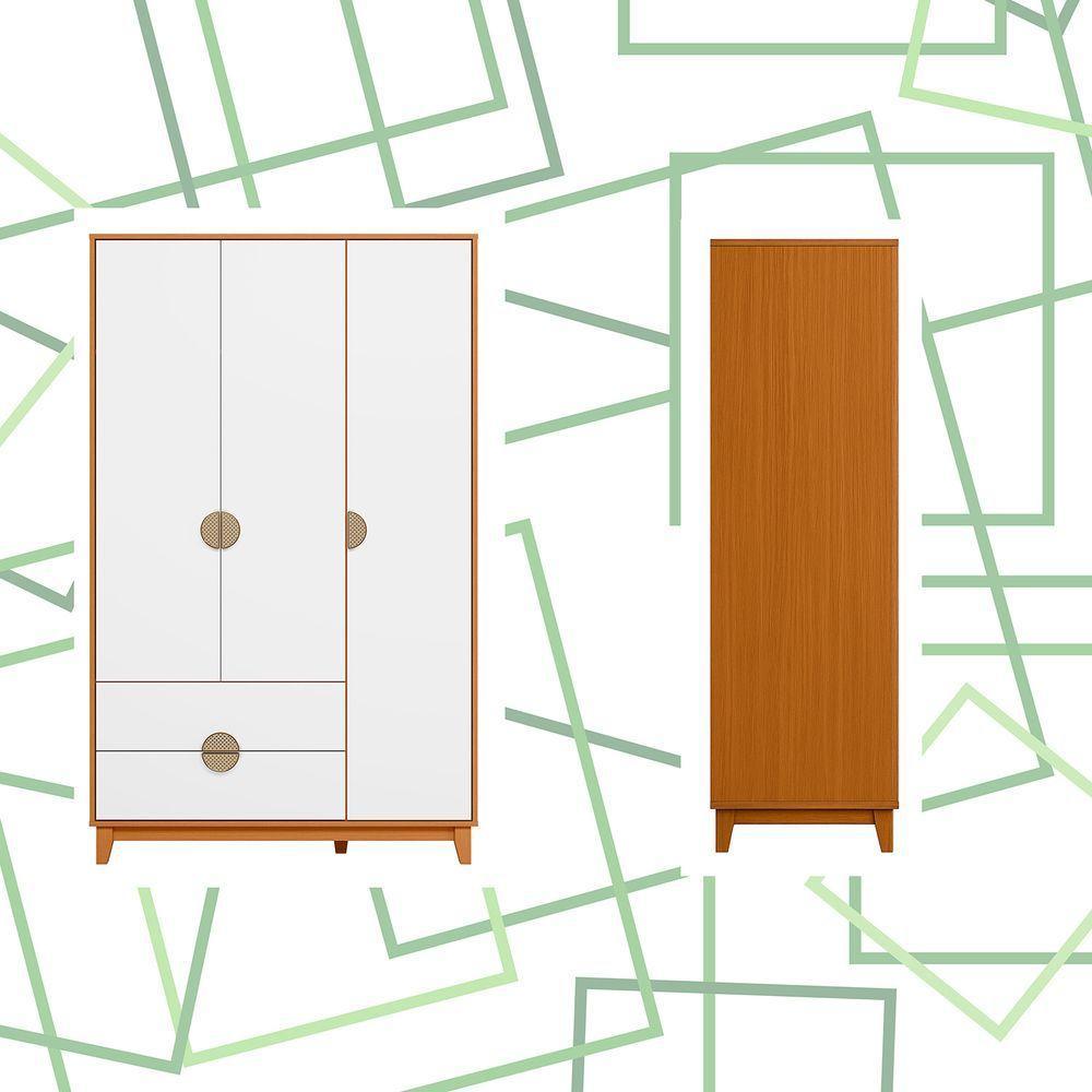 Guarda Roupa Ipe 3 Portas 2 Gavetas Quarto Cinamomo Com Branco - Albatroz - 5