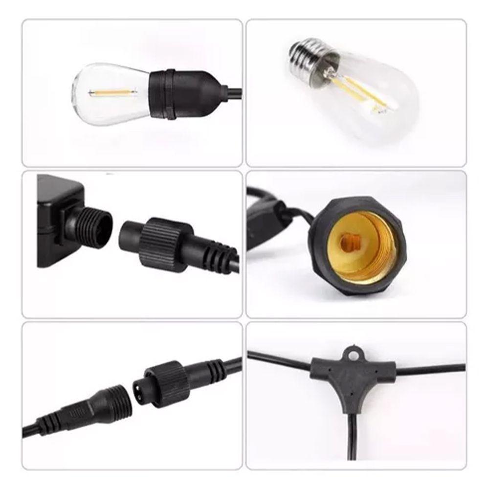 Varal De Luzes 10 Metros Extensivel 10 Bocais Luz Lampada Decoraçao Iluminada Luxo Festa Evento Formatura Casamento - 7