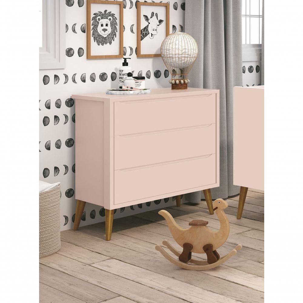 Cômoda Gaveteiro Théo New Rosa Fosco Com Madeira - Reller - 2