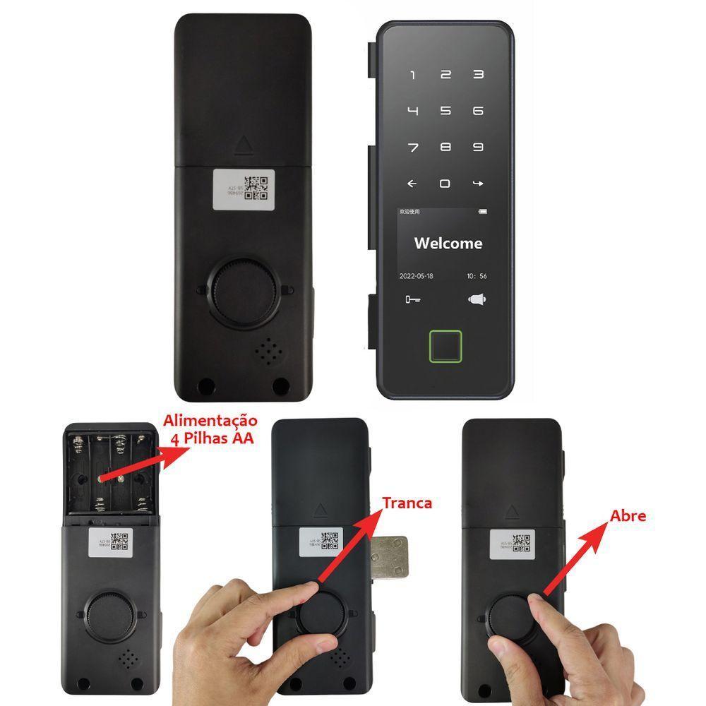 Fechadura Digital Eletronica Porta Inteligente Bluetooth App Celular Biometria Senha Cartao Rf Residencia Casa - 3