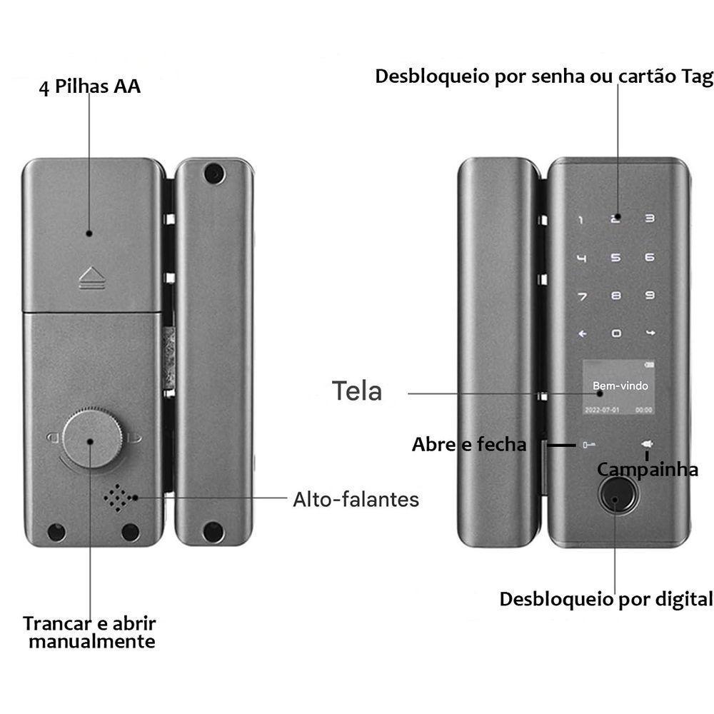 Fechadura Digital Eletronica Porta Inteligente Bluetooth App Celular Biometria Senha Cartao Rf Residencia Casa - 4