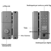 Fechadura Digital Eletronica Porta Inteligente Bluetooth App Celular Biometria Senha Cartao Rf Residencia Casa