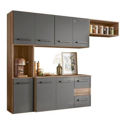 Cozinha Suspensa 07 Portas 02 Gavetas Carvalho Rústico Com Chumbo Juliete - Nicioli