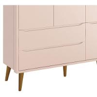 Guarda-roupa Retrô 3 Portas Théo New Rosa Fosco Com Madeira - Moveisaqui - 3