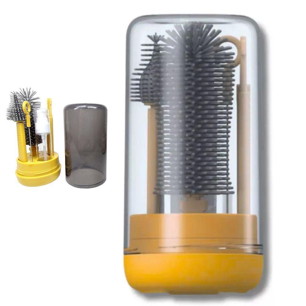 Kit Escova De Limpeza 4 Em 1 Mamadeira Garrafa Copo Bebe Criança Higiene Limpeza Bolsa Passeio Viagem - 1