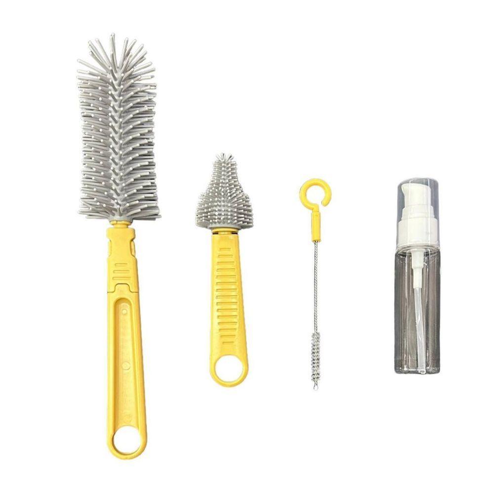 Kit Escova De Limpeza 4 Em 1 Mamadeira Garrafa Copo Bebe Criança Higiene Limpeza Bolsa Passeio Viagem - 4