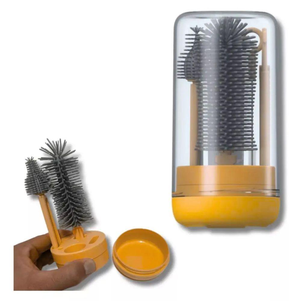 Kit Escova De Limpeza 4 Em 1 Mamadeira Garrafa Copo Bebe Criança Higiene Limpeza Bolsa Passeio Viagem - 6