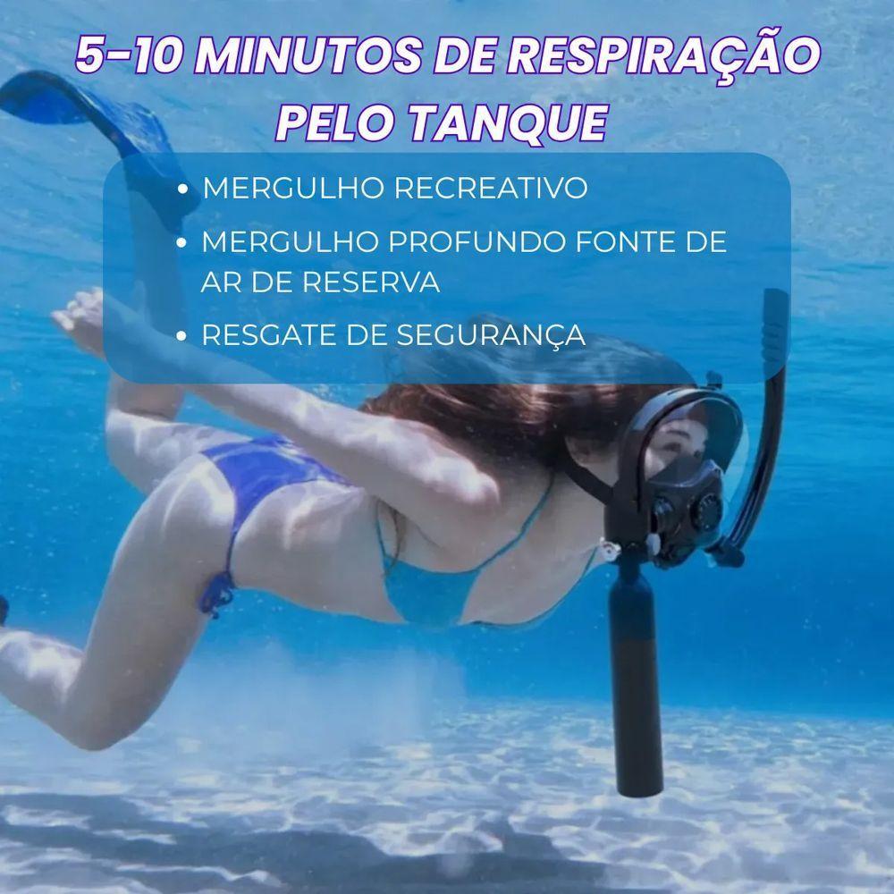 Mascara De Mergulho Cilindro Oxigenio Ar Manometro Oculos Snorkel Nataçao Suporte Camera Anti Embaçamento - 6