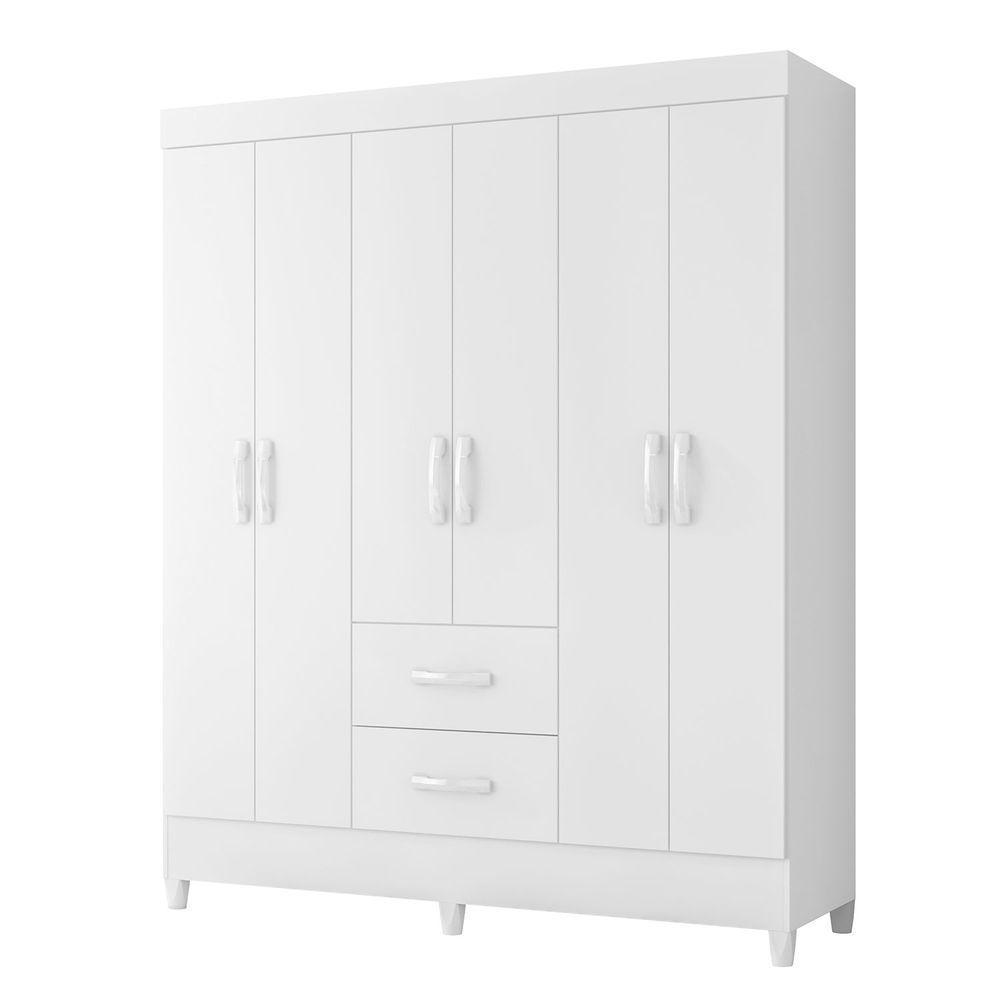 Guarda Roupa Mobi 6 Portas Biflex Branco Fosco Liso-rosa Matte - Albatroz Móveis - 1