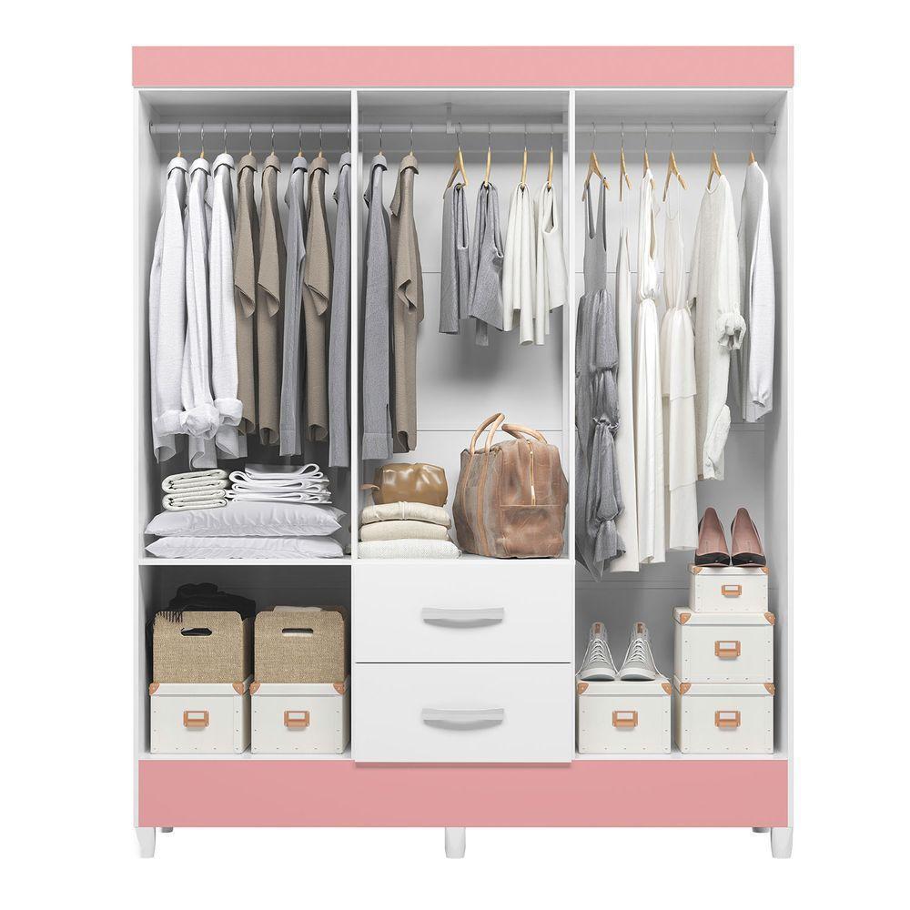 Guarda Roupa Mobi 6 Portas Biflex Branco Fosco Liso-rosa Matte - Albatroz Móveis - 6