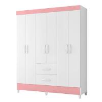 Guarda Roupa Mobi 6 Portas Biflex Branco Fosco Liso-rosa Matte - Albatroz Móveis - 2