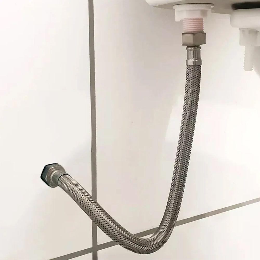 Engate Rabicho Mangueira Flexivel 60cm Conexao Femea Pia Banheiro Torneira Cozinha Resistente Trançada - 4
