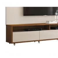 Rack Com Painel Aspen 2.2 Off White Com Madeiro Canela - Moveisaqui