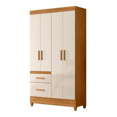 Guarda-roupa Madri Pequeno Quarto 4 Portas 2 Gavetas Freijo Com Off White