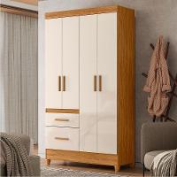 Guarda-roupa Madri Pequeno Quarto 4 Portas 2 Gavetas Freijo Com Off White - 2