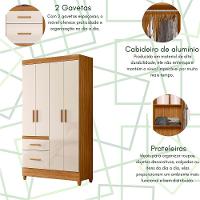 Guarda-roupa Madri Pequeno Quarto 4 Portas 2 Gavetas Freijo Com Off White