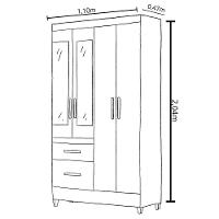 Guarda-roupa Madri Pequeno Quarto 4 Portas 2 Gavetas Freijo Com Off White - 6