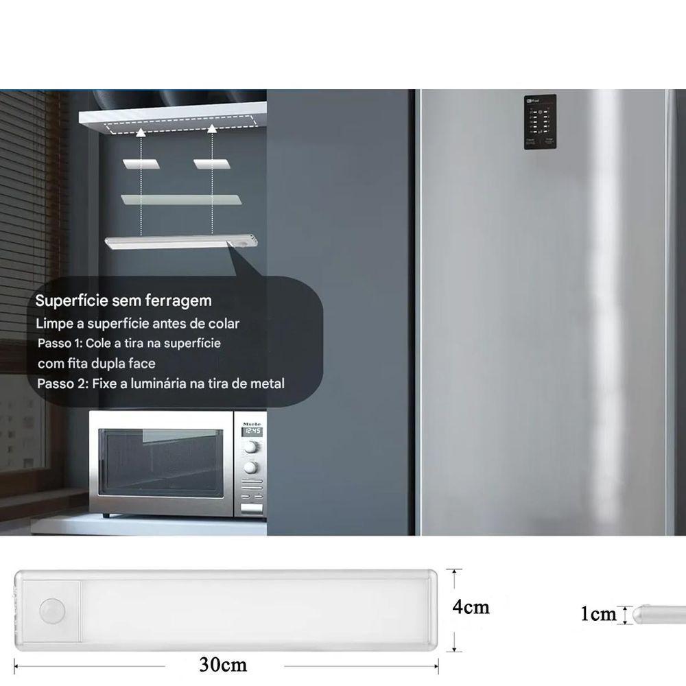 Luminaria Led 3 Tons Sensor Presença Movimento 3 Modos Usb Bateria Recarregavel Quarto Sala Cozinha Armario Iluminaçao - 7