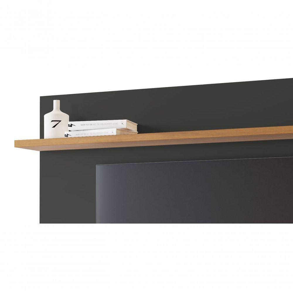 Rack Com Painel Arkansas Preto Com Freijó - Moveisaqui - 2