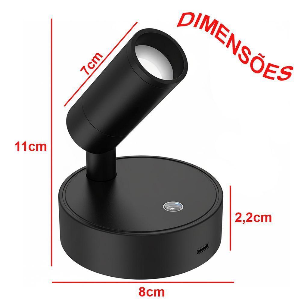 Lumianria Arandela Mesa Parede Touch 3 Tons Ajsutaveis Iluminaçao Decoraçao Recarregavel Portatil Sala Casa Quarto - 2