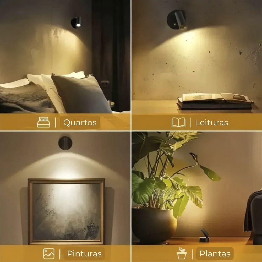 Lumianria Arandela Mesa Parede Touch 3 Tons Ajsutaveis Iluminaçao Decoraçao Recarregavel Portatil Sala Casa Quarto - 4
