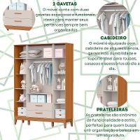 Roupeiro Flip 4 Portas 2 Gavetas Areia Fosco Com Savana