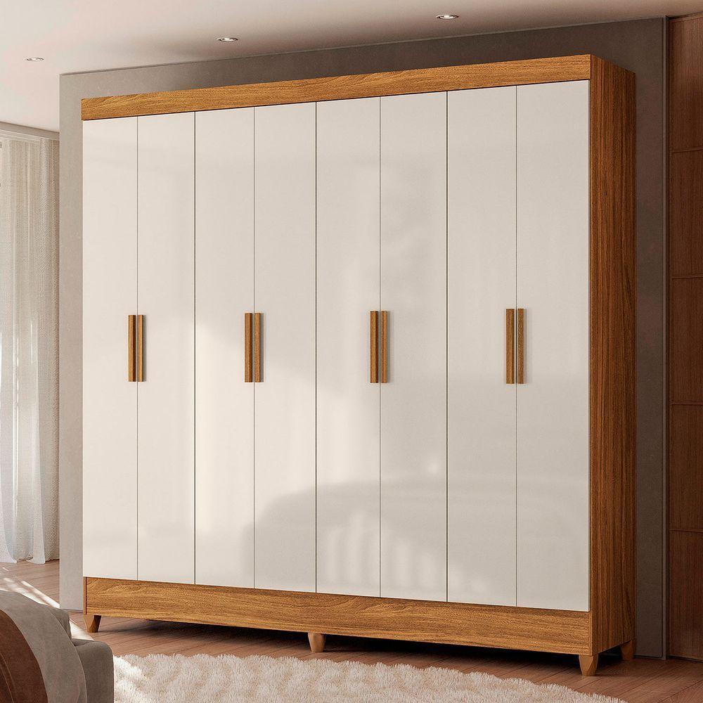 Guarda Roupa Marajo Grande Quarto Casal 8 Portas 2 Gavetas Freijo Com Off White - 2