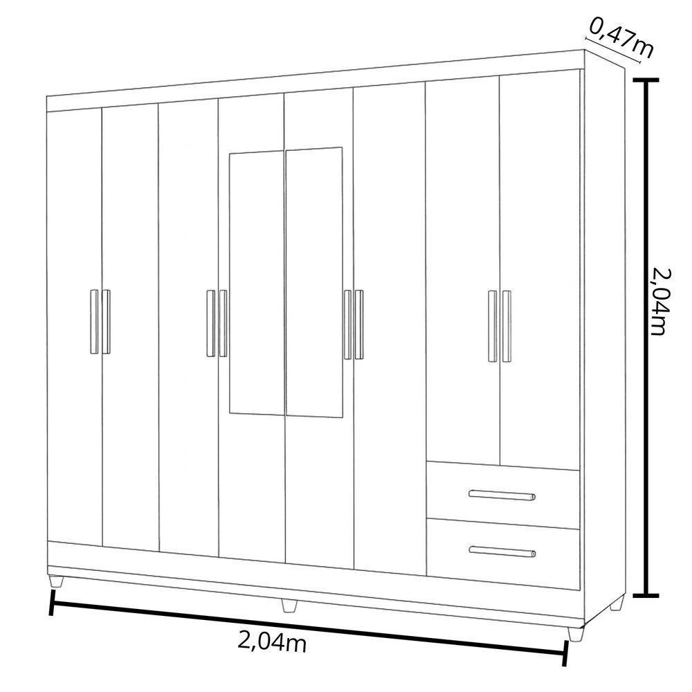 Guarda Roupa Marajo Grande Quarto Casal 8 Portas 2 Gavetas Freijo Com Off White - 6