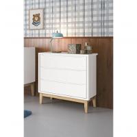 Cômoda Gaveteiro Classic New Branco Fosco Com Natural - Reller - 2