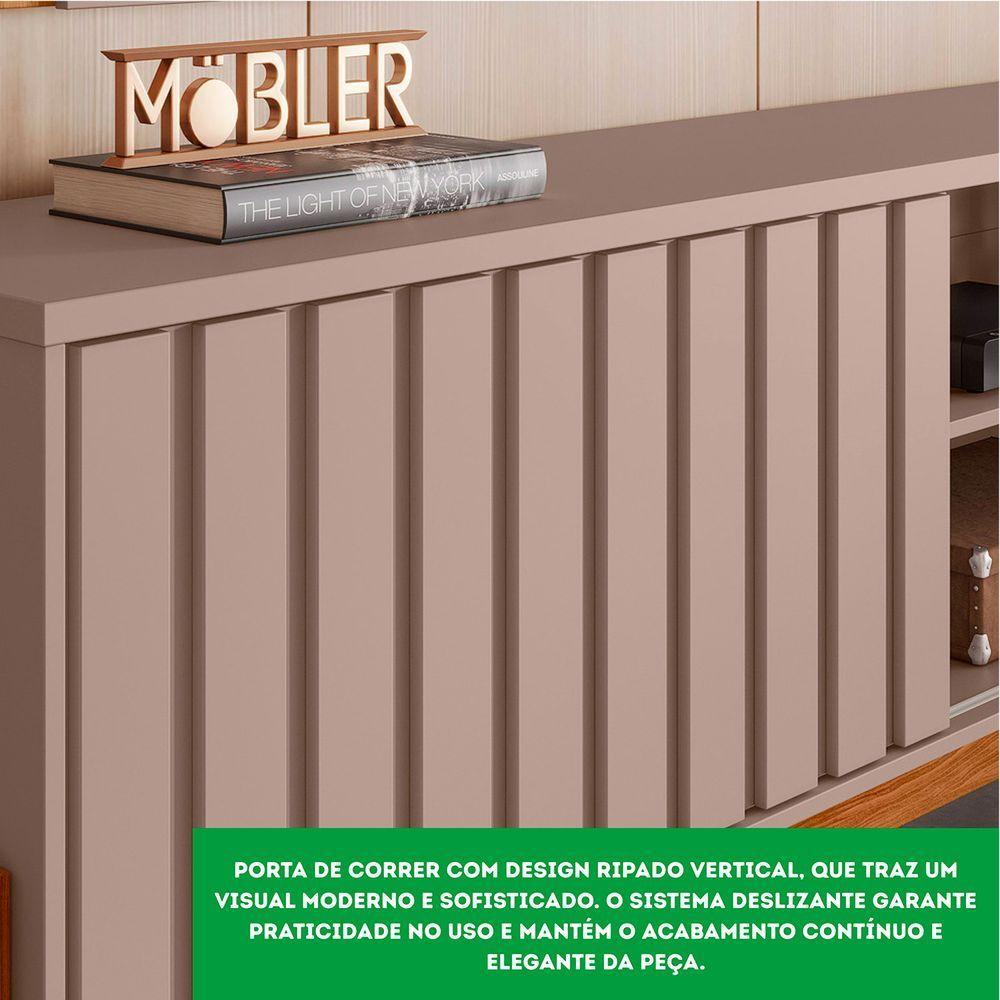 Bancada Rack New Aurora Sala Para Tv De 75 Polegadas Grigio Fosco Com Cinamomo Mel - 3