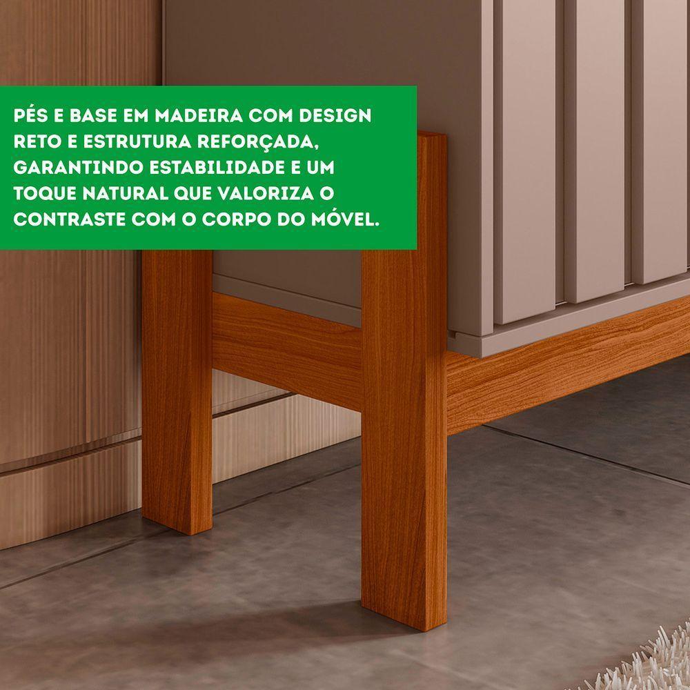 Bancada Rack New Aurora Sala Para Tv De 75 Polegadas Grigio Fosco Com Cinamomo Mel - 4