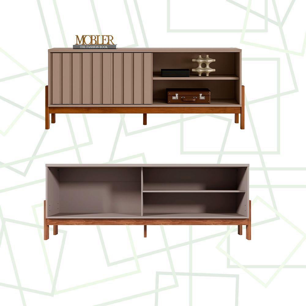 Bancada Rack New Aurora Sala Para Tv De 75 Polegadas Grigio Fosco Com Cinamomo Mel - 6