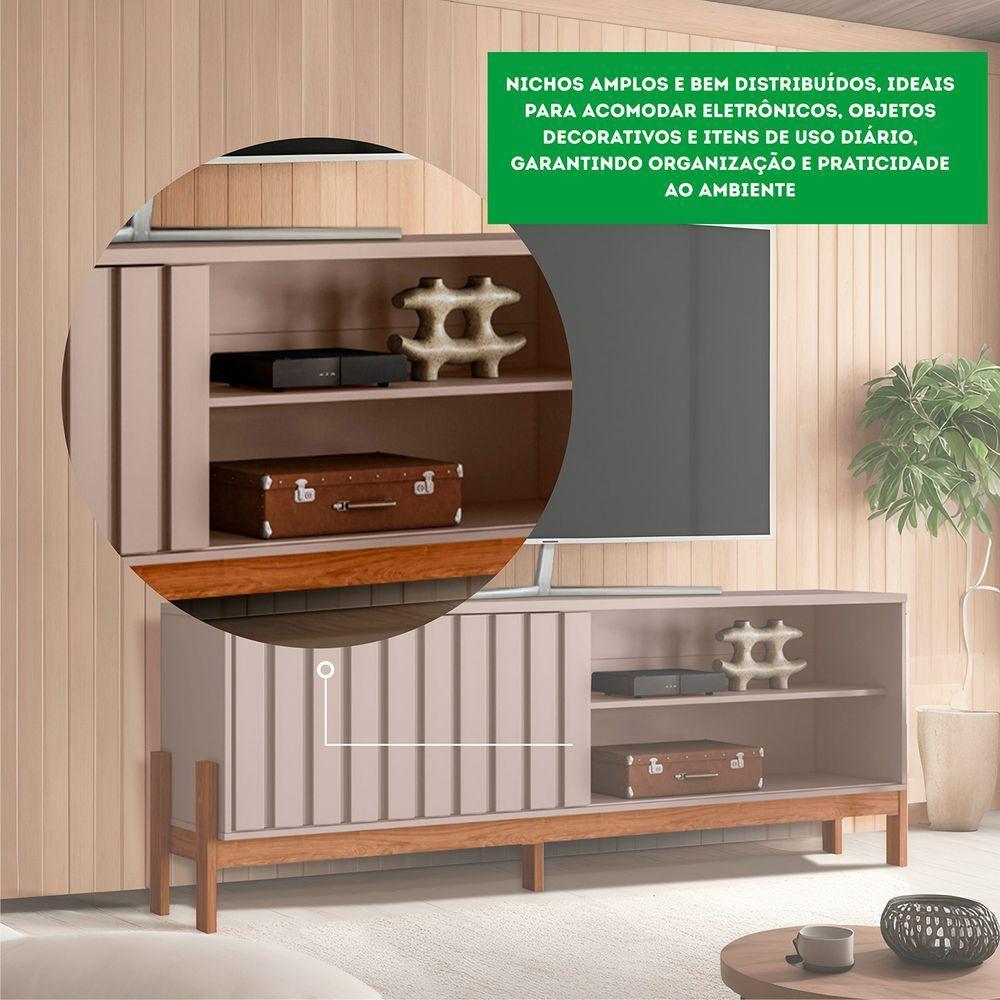 Bancada Rack New Aurora Sala Para Tv De 75 Polegadas Grigio Fosco Com Cinamomo Mel - 7