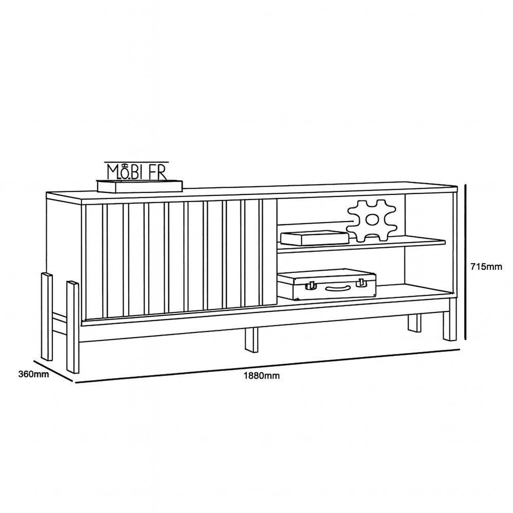 Bancada Rack New Aurora Sala Para Tv De 75 Polegadas Grigio Fosco Com Cinamomo Mel - 8