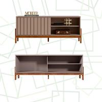 Bancada Rack New Aurora Sala Para Tv De 75 Polegadas Grigio Fosco Com Cinamomo Mel - 6