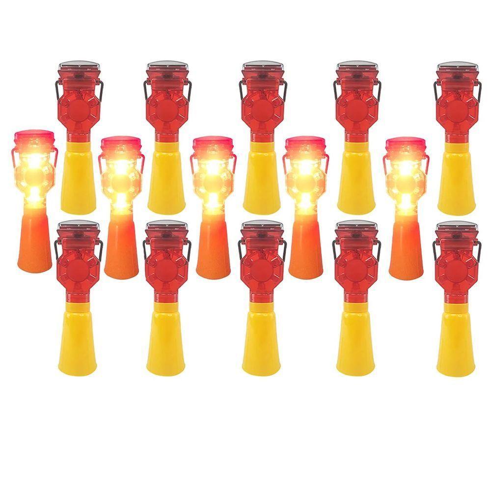 Sinalizador Solar Viario Kit 15 Uni Obra Estrada Rodovia Transito Construçao Reparo Acidente Segurança - 1