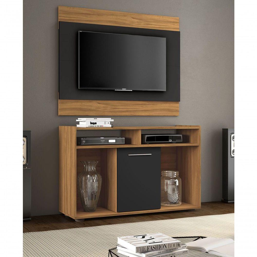 Rack Com Painel Show Freijó Com Preto - Notável - 2