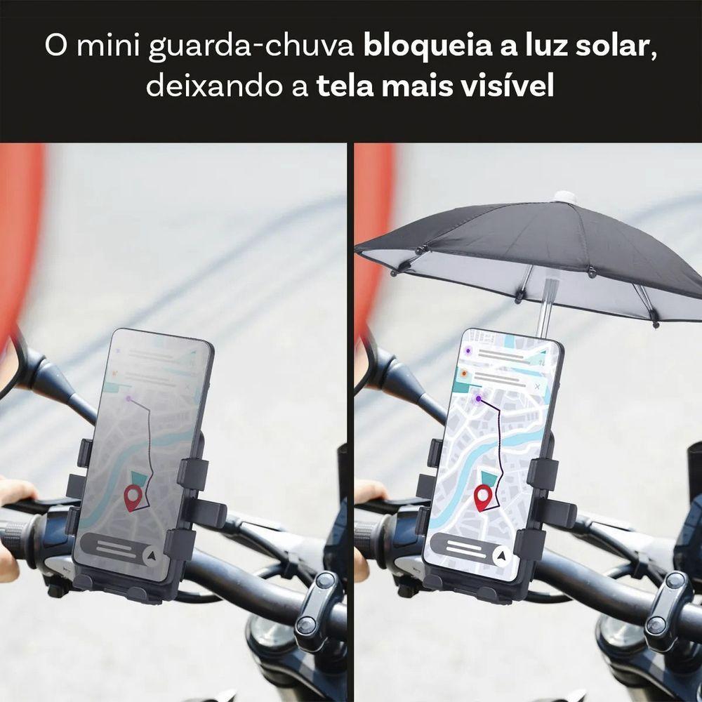 Suporte Celular Mini Guarda Chuva Moto Bike Motocicleta Bicicleta Respingos Chuvisco Motoboy Ciclismo Protege Telefone - 4