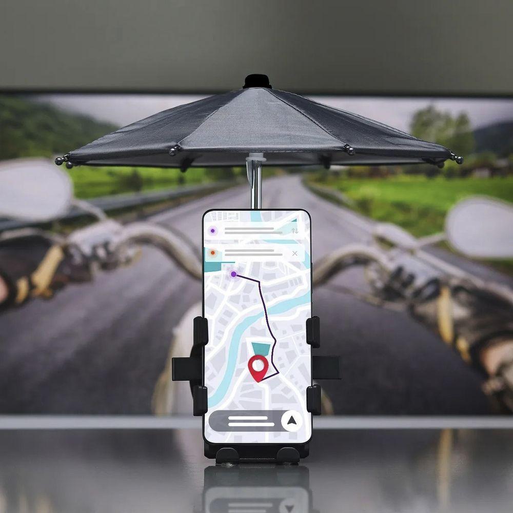 Suporte Celular Mini Guarda Chuva Moto Bike Motocicleta Bicicleta Respingos Chuvisco Motoboy Ciclismo Protege Telefone - 5