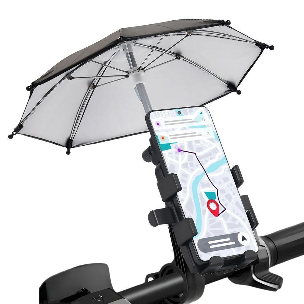 Suporte Celular Mini Guarda Chuva Moto Bike Motocicleta Bicicleta Respingos Chuvisco Motoboy Ciclismo Protege Telefone - 6