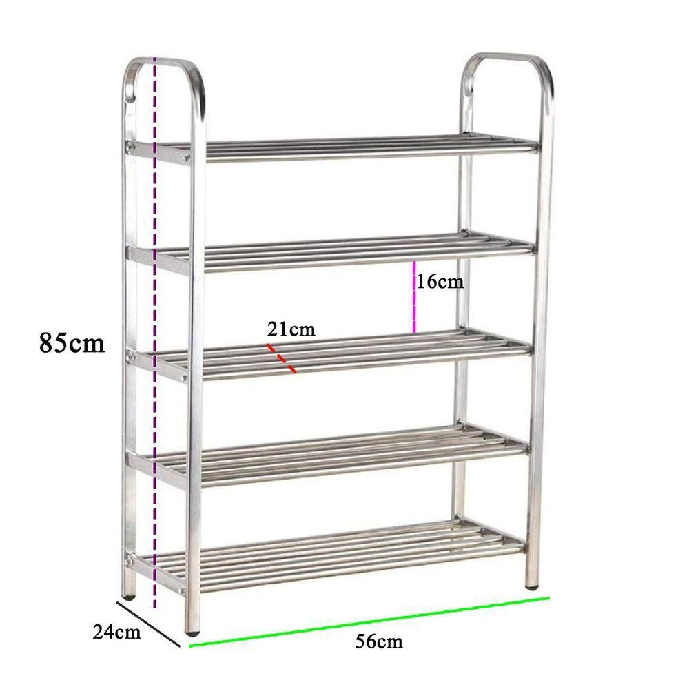 Sapateira Prateleira Inox 5 Andares Tenis Sapato Sandalia Calçado Rack Organizaçao Casa Entrada Multiuso - 6