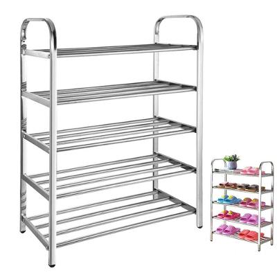 Sapateira Prateleira Inox 5 Andares Tenis Sapato Sandalia Calçado Rack Organizaçao Casa Entrada Multiuso
