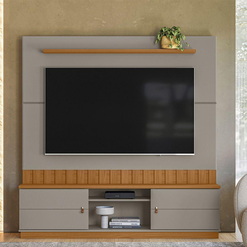 Home Rack Painel Sala Para Tv De 70 Polegadas Florianopolis Grigio Com Amendoa - 2