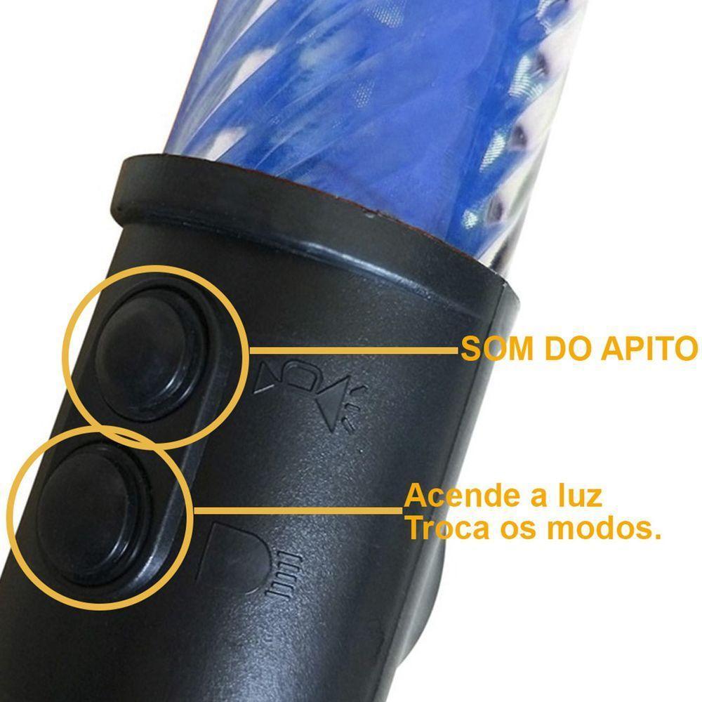 Bastao Sinalizador Viario Apito Lanterna Recarregavel Duas Cores Segurança Transito Sinalizaçao Manobrista Frentista - 2