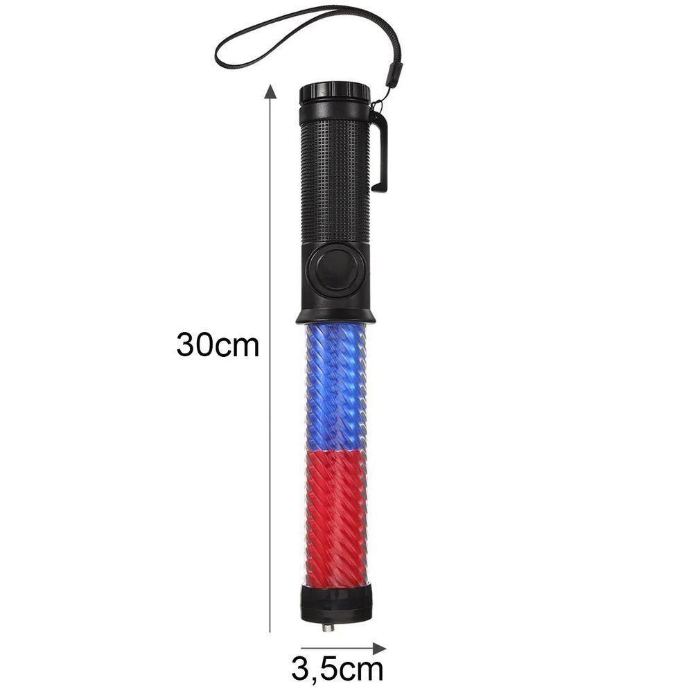 Bastao Sinalizador Viario Apito Lanterna Recarregavel Duas Cores Segurança Transito Sinalizaçao Manobrista Frentista - 5