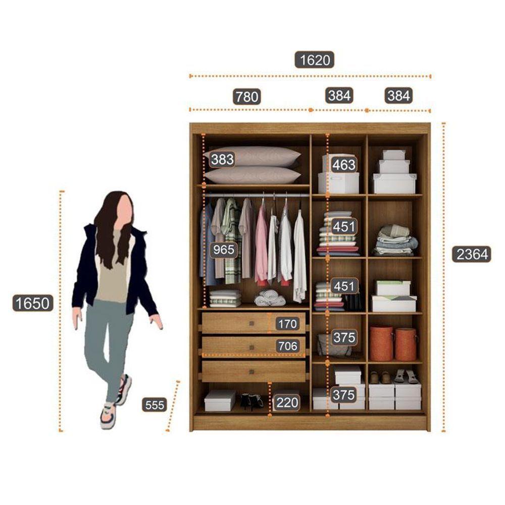 Guarda Roupa Solteiro Toledo Com Nicho E Gaveteiro Suiça Cumaru 25 Fendi - Novo Horizonte - 3