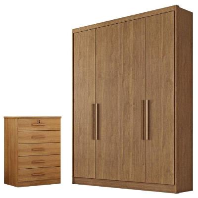 Guarda Roupa Solteiro Sevilha E Gaveteiro Suiça Com Chave Cumaru 23 - Novo Horizonte