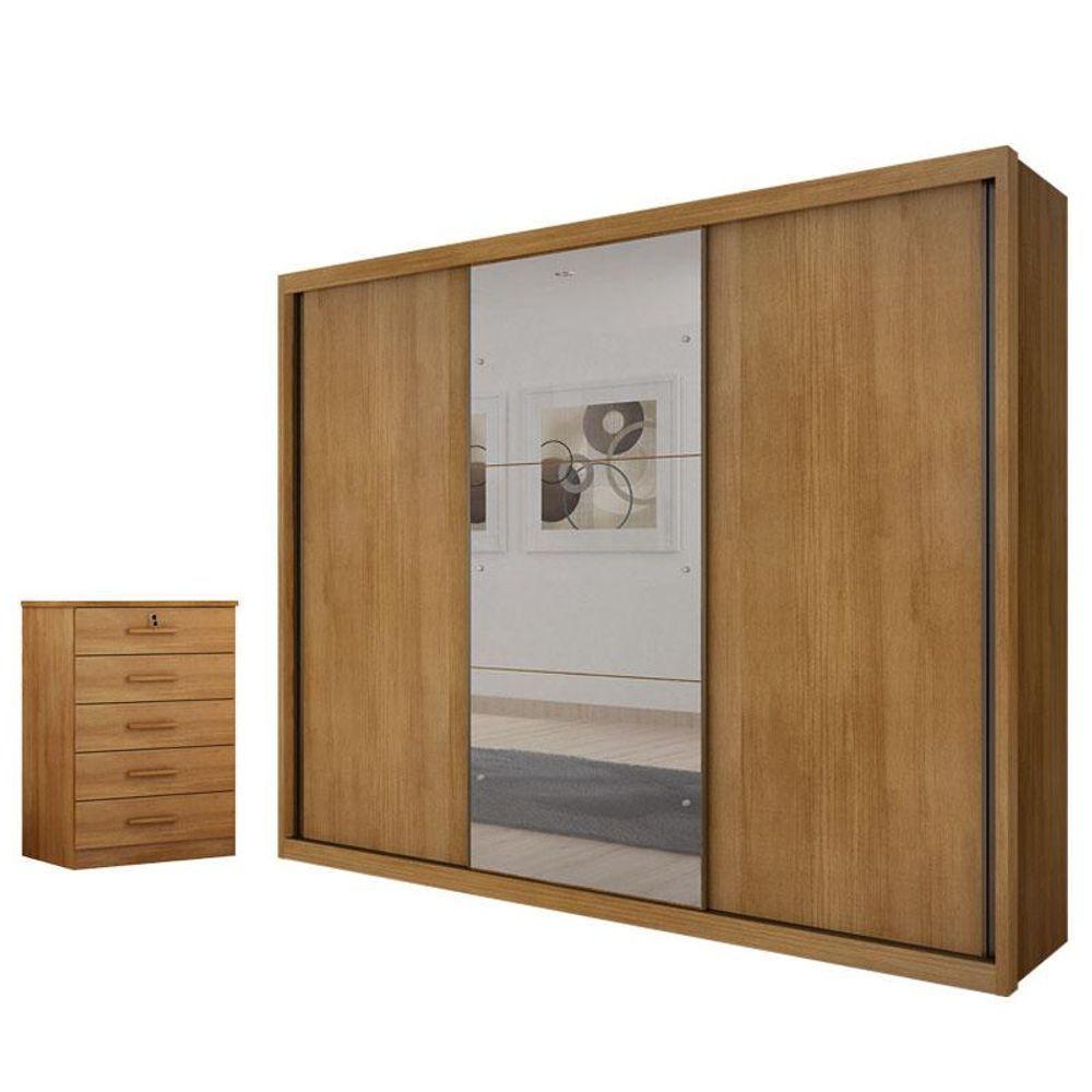 Guarda Roupa Casal Palazzo Com Espelho E Gaveteiro Suiça Cumaru 23 - Novo Horizonte - 1