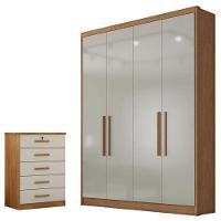 Guarda Roupa Solteiro Sevilha E Gaveteiro Suiça Com Chave Cumaru 25 Fendi - Novo Horizonte - 1