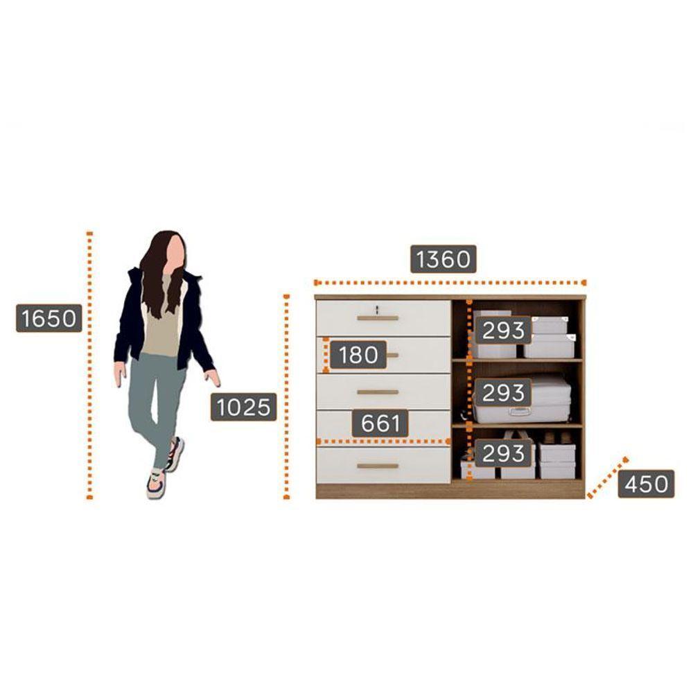 Guarda Roupa Casal Bragança E Cômoda Seul Cumaru 25 Fendi - Novo Horizonte - 7